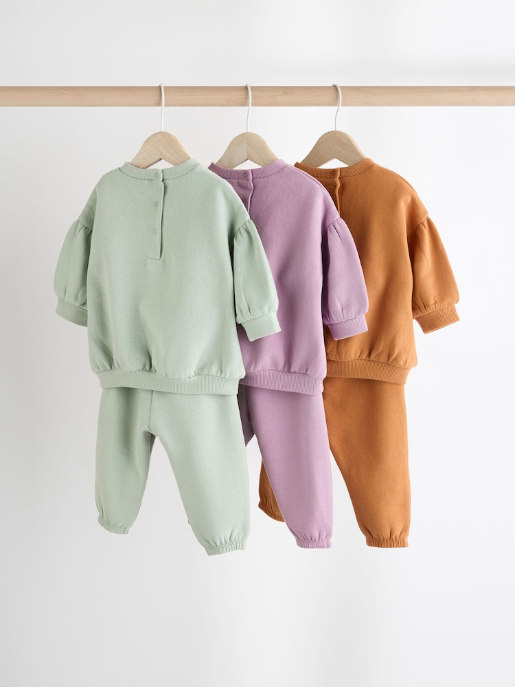 Purple/Green/Orange Character Baby Sweatshirt & Joggers Set 6 Pack - Image 2 of 15