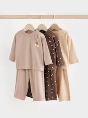 Chocolate Brown/ Mauve Purple Baby Long Sleeve T-Shirts and Leggings 6 Piece Set - Image 1 of 1