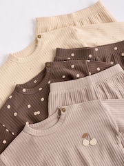 Chocolate Brown/ Mauve Purple Baby Long Sleeve T-Shirts and Leggings 6 Piece Set - Image 16 of 18