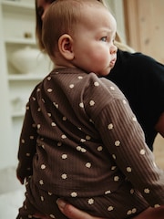 Chocolate Brown/ Mauve Purple Baby Long Sleeve T-Shirts and Leggings 6 Piece Set - Image 3 of 18