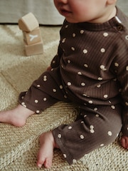 Chocolate Brown/ Mauve Purple Baby Long Sleeve T-Shirts and Leggings 6 Piece Set - Image 4 of 18