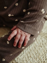 Chocolate Brown/ Mauve Purple Baby Long Sleeve T-Shirts and Leggings 6 Piece Set - Image 5 of 18