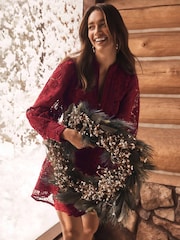 Forever New Red Iris Lace Mini Dress - Image 1 of 5