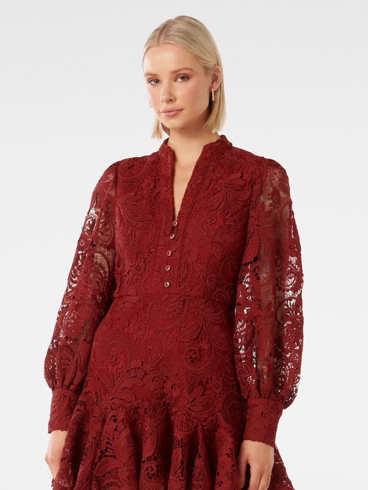 Forever New Red Iris Lace Mini Dress - Image 2 of 5