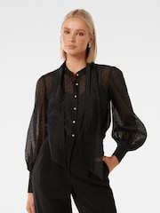 Forever New Black Vienna Organza Blouse - Image 3 of 5
