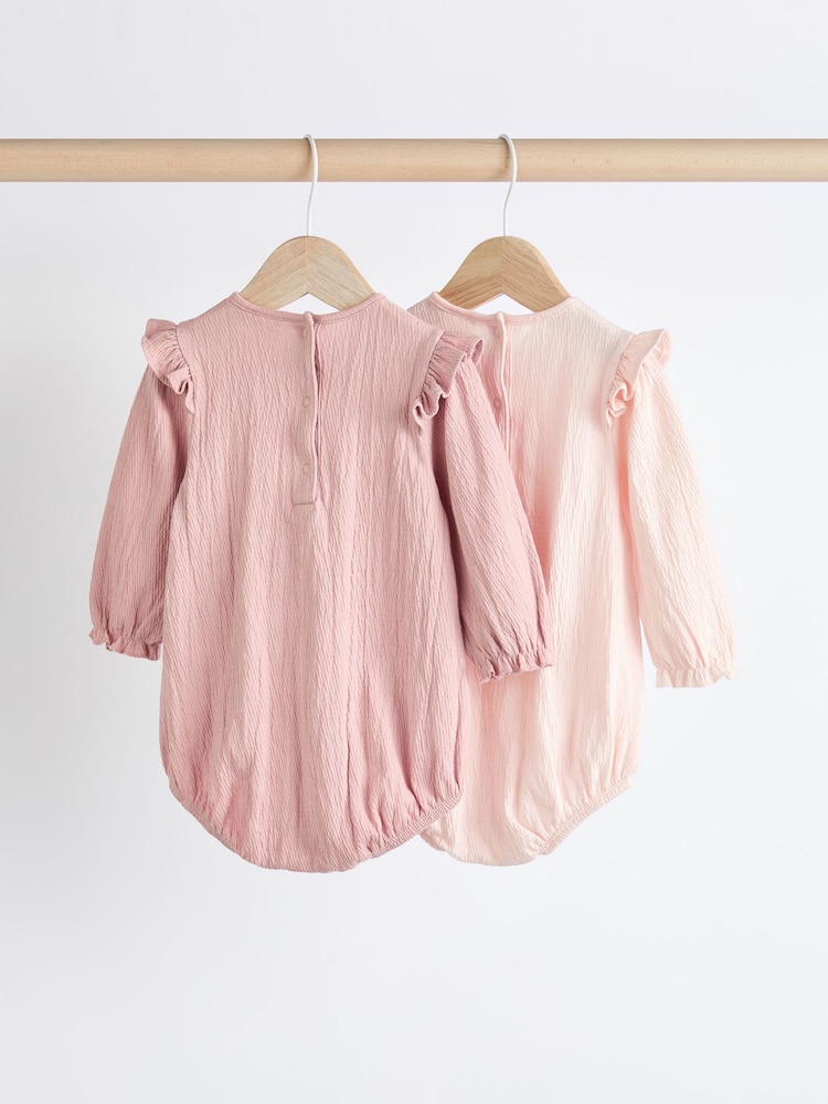 Rosa/Creme - Langärmelige Crinkle-Bodysuits für Babys im 2er-Pack - Bild 2 von 9 Rosa/Creme - Langärmelige Crinkle-Bodysuits für Babys im 2er-Pack - Bild 2 von 9