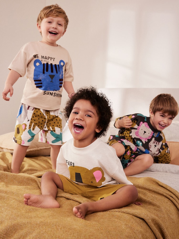 Pink/Green Animal Oversized Short Sleeve 3 Pack Pyjama Set (9mths-12yrs) - Image 1 of 5