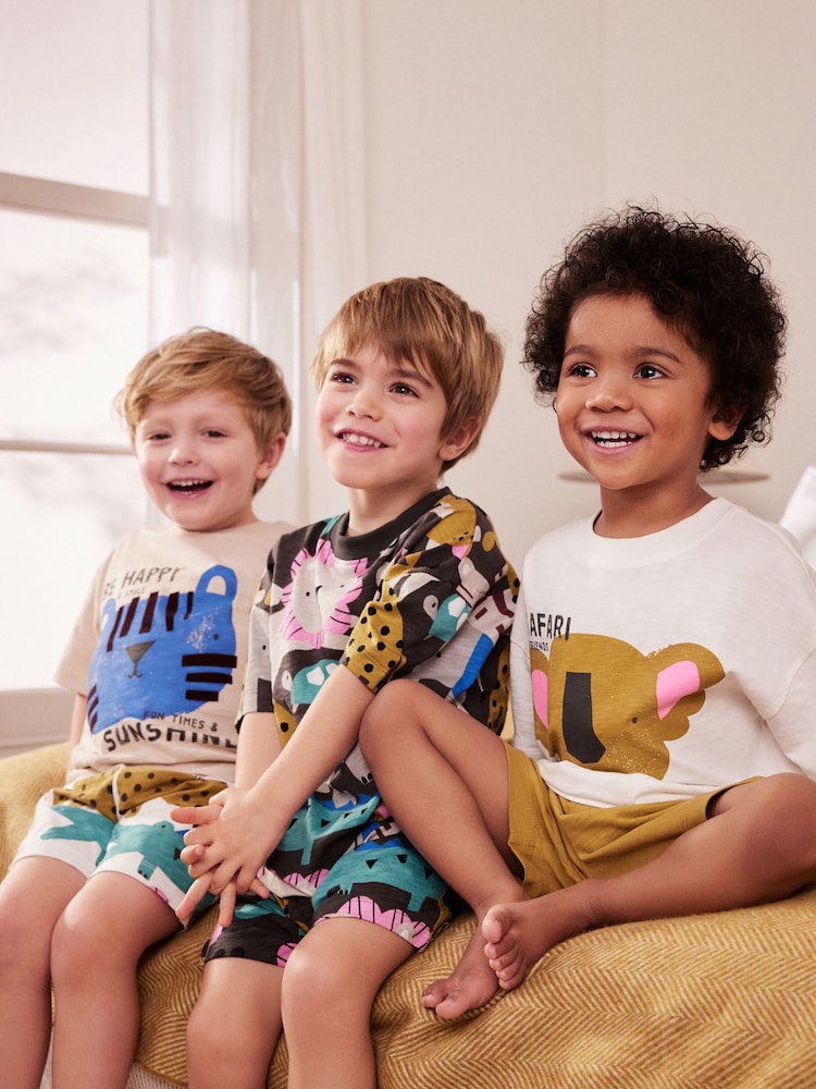 Pink/Green Animal Oversized Short Sleeve 3 Pack Pyjama Set (9mths-12yrs) - Image 2 of 5