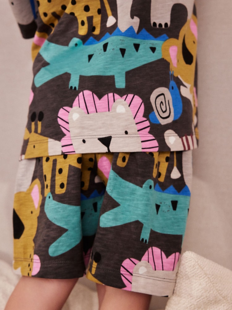 Pink/Green Animal Oversized Short Sleeve 3 Pack Pyjama Set (9mths-12yrs) - Image 4 of 5