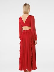 Forever New Red Rosalyn Long Sleeve Frill Dress - Image 3 of 5