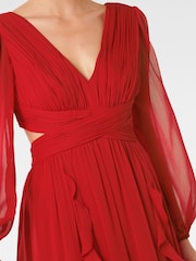 Forever New Red Rosalyn Long Sleeve Frill Dress - Image 5 of 5