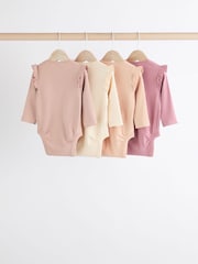 Pink/Cream Baby Long Sleeve Frill Bodysuits 4 Pack (0mths-2yrs) - Image 2 of 11