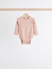 Pink/Cream Baby Long Sleeve Frill Bodysuits 4 Pack (0mths-2yrs) - Image 3 of 11