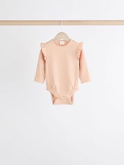Pink/Cream Baby Long Sleeve Frill Bodysuits 4 Pack (0mths-2yrs) - Image 5 of 11