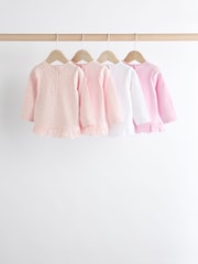 Pink/ White Stripe/ Plain Baby Long Sleeve Tops 4 Pack - Image 2 of 12