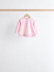 Pink/ White Stripe/ Plain Baby Long Sleeve Tops 4 Pack - Image 4 of 12