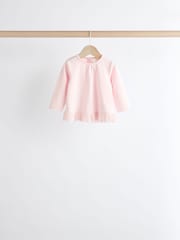 Pink/ White Stripe/ Plain Baby Long Sleeve Tops 4 Pack - Image 5 of 12