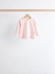 Pink/ White Stripe/ Plain Baby Long Sleeve Tops 4 Pack - Image 6 of 12