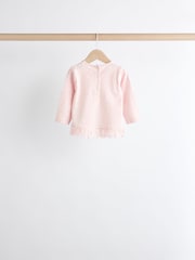 Pink/ White Stripe/ Plain Baby Long Sleeve Tops 4 Pack - Image 7 of 12