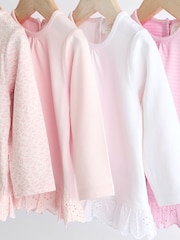 Pink/ White Stripe/ Plain Baby Long Sleeve Tops 4 Pack - Image 8 of 12