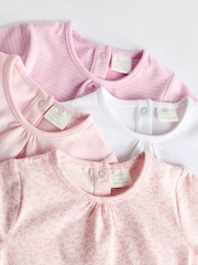 Pink/ White Stripe/ Plain Baby Long Sleeve Tops 4 Pack - Image 9 of 12