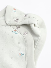 Salbeigrün/Tan mit Floralmuster - Baby-Langarm-Bodys aus 100 % Baumwolle im 3er-Pack - Bild 9 von 10