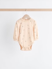 Salbeigrün/Tan mit Floralmuster - Baby-Langarm-Bodys aus 100 % Baumwolle im 3er-Pack - Bild 3 von 10
