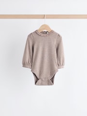 Salbeigrün/Tan mit Floralmuster - Baby-Langarm-Bodys aus 100 % Baumwolle im 3er-Pack - Bild 4 von 10