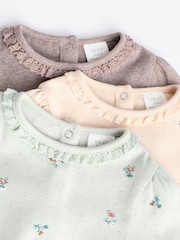 Salbeigrün/Tan mit Floralmuster - Baby-Langarm-Bodys aus 100 % Baumwolle im 3er-Pack - Bild 6 von 10