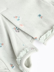 Salbeigrün/Tan mit Floralmuster - Baby-Langarm-Bodys aus 100 % Baumwolle im 3er-Pack - Bild 7 von 10