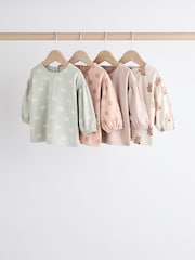 Sage Green/Tan Brown Character Baby Long Sleeve 100% Cotton Tops 4 Pack - Image 1 of 12