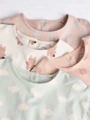 Sage Green/Tan Brown Character Baby Long Sleeve 100% Cotton Tops 4 Pack - Image 9 of 12