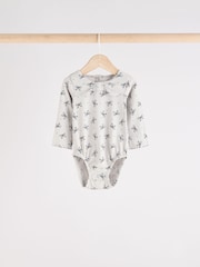 Grau mit Schleifenausschnitt - Baby-Langarm-Bodys aus 100 % Baumwolle im 3er-Pack - Bild 2 von 10