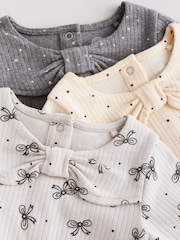 Grau mit Schleifenausschnitt - Baby-Langarm-Bodys aus 100 % Baumwolle im 3er-Pack - Bild 6 von 10