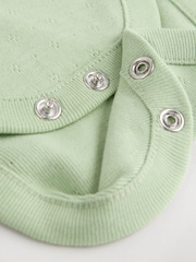 Vert sauge Vert/ Blanc/ Grey Pointelle - Bébé Manches longues 100% Coton Body 3 Lot - Image 10 de 11
