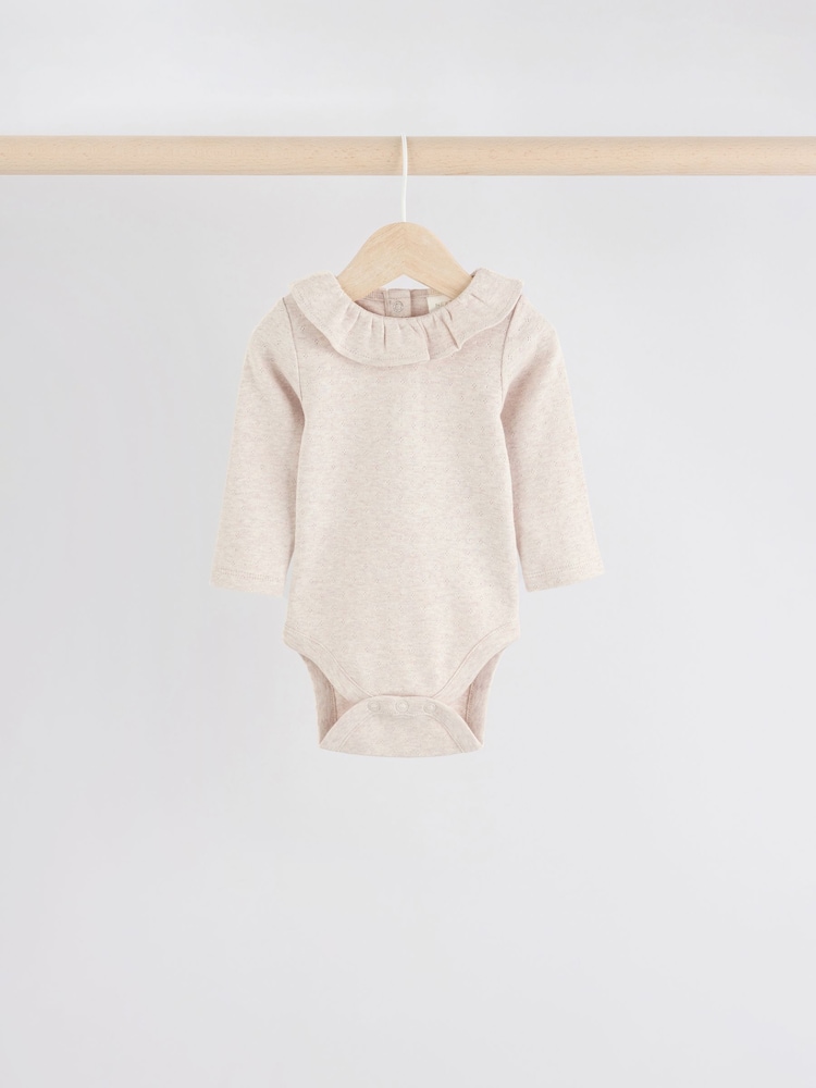 Vert sauge Vert/ Blanc/ Grey Pointelle - Bébé Manches longues 100% Coton Body 3 Lot - Image 2 of 11
