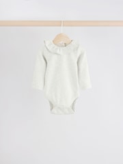 Vert sauge Vert/ Blanc/ Grey Pointelle - Bébé Manches longues 100% Coton Body 3 Lot - Image 3 de 11