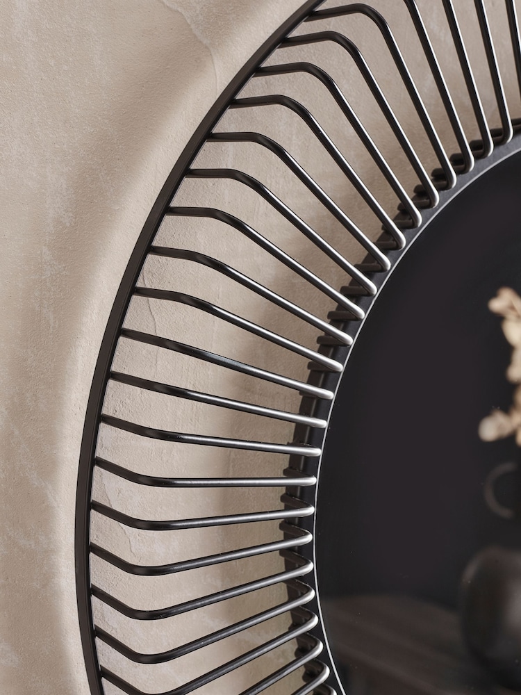 Black Wire Round Wall Mirror - Image 2 of 5