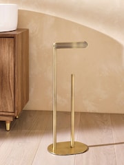 Gold Rib Floor Standing Toilet Roll Holder - Image 1 of 4