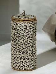 Black/White Woven Toilet Roll Storage - Image 1 of 1