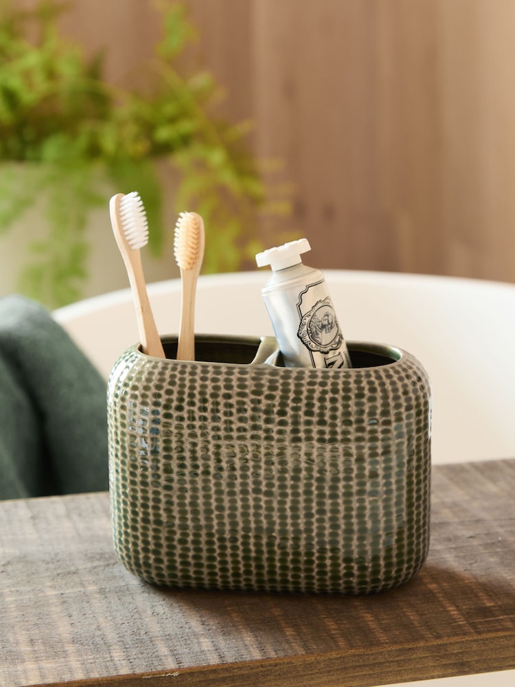 Green Pattern Toothbrush Tidy - Image 1 of 3