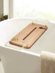 Natural Ashwood Gold Handle Bath Tray - Image 1 of 5