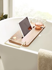 Natural Ashwood Gold Handle Bath Tray - Image 2 of 5