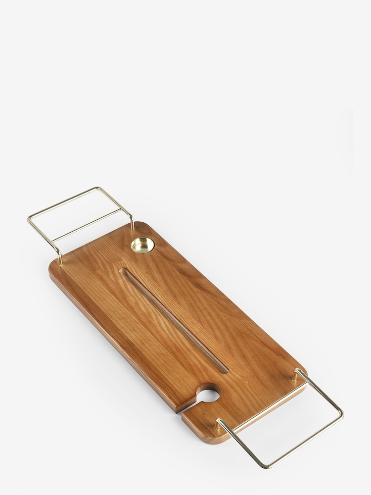 Natural Ashwood Gold Handle Bath Tray - Image 5 of 5