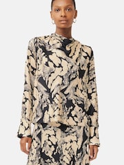 Jigsaw Brown Ink Wave Silk Twill Top - Image 1 of 6
