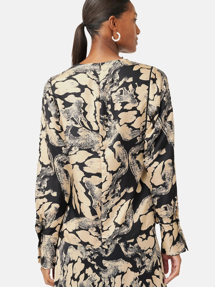 Jigsaw Brown Ink Wave Silk Twill Top - Image 2 of 6