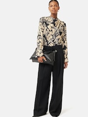 Jigsaw Brown Ink Wave Silk Twill Top - Image 4 of 6