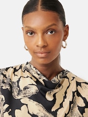 Jigsaw Brown Ink Wave Silk Twill Top - Image 5 of 6