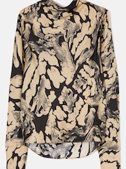 Jigsaw Brown Ink Wave Silk Twill Top - Image 6 of 6