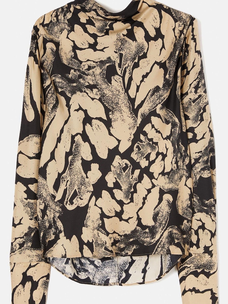 Jigsaw Brown Ink Wave Silk Twill Top - Image 6 of 6